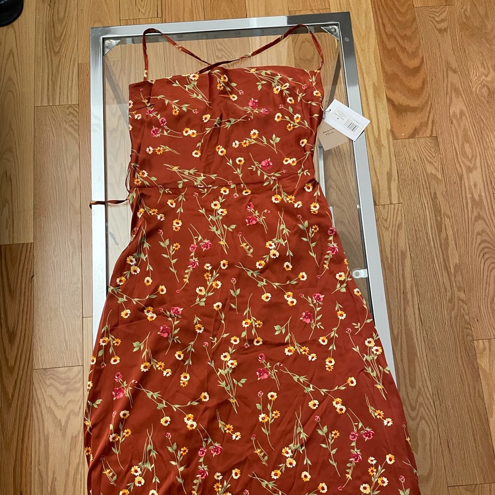 Flower silk midi dress